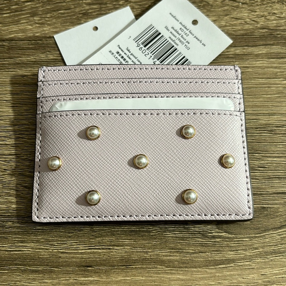 Kate Spade Madison Pearls Card Case NWT